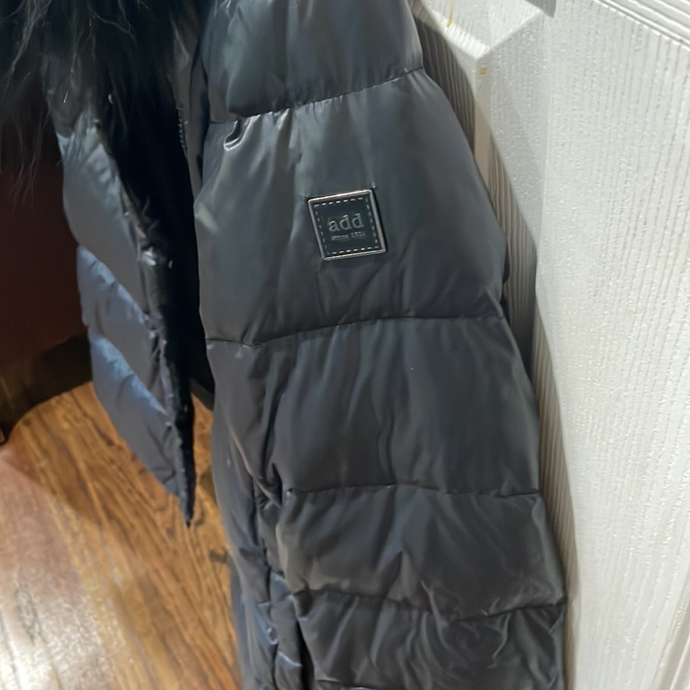 Add long duck down puffer jacket with raccoon hood size 14 - Picture 4 of 6